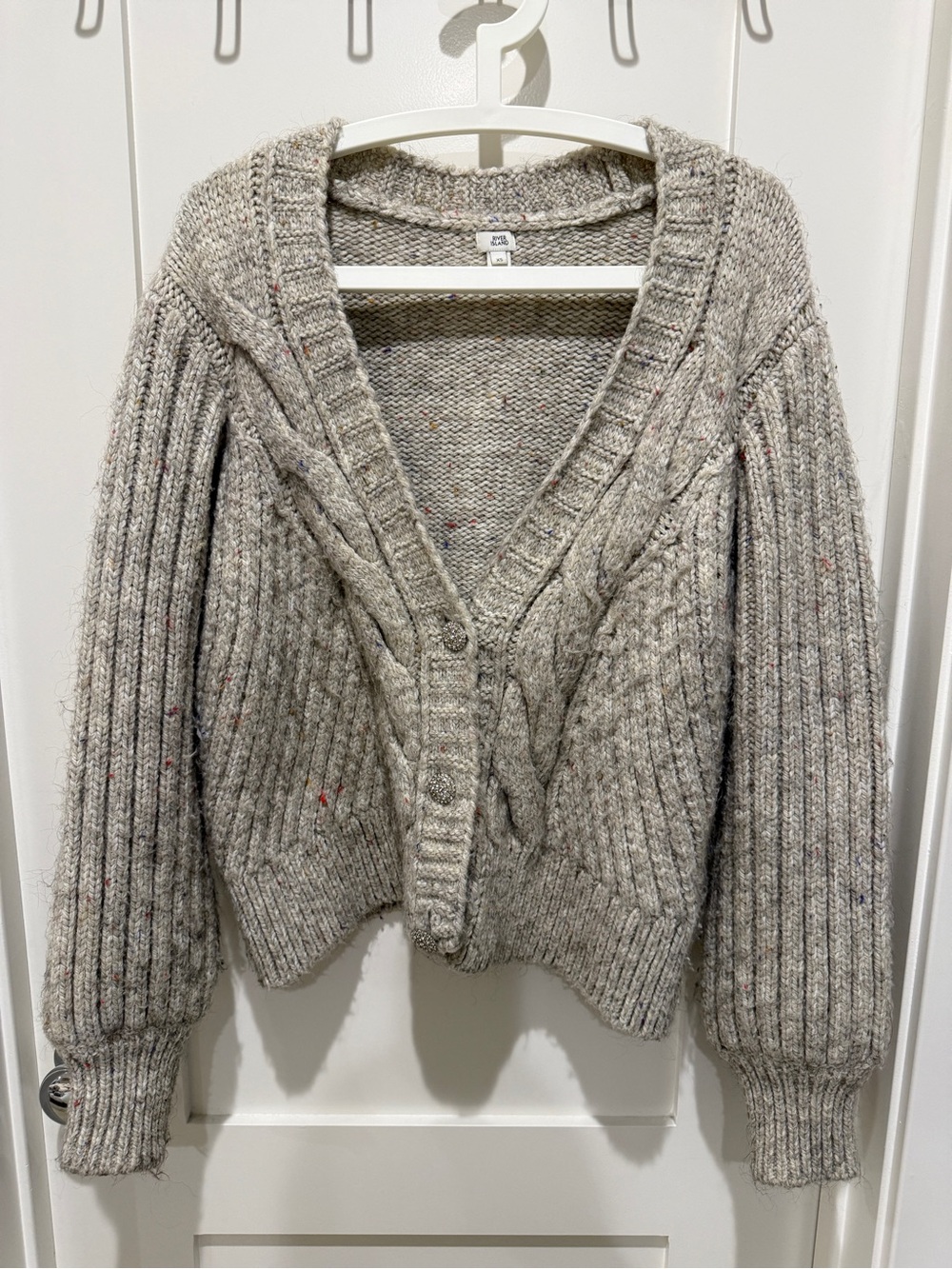 Cozy Grey Cable-Knit Button Cardigan Sweater